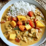 Hähnchen Curry mit Reis und Aprikosen / Mango