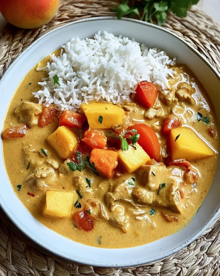 Hähnchen Curry mit Reis und Aprikosen / Mango
