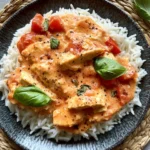 Hähnchen mit Reis und Tomatensoße