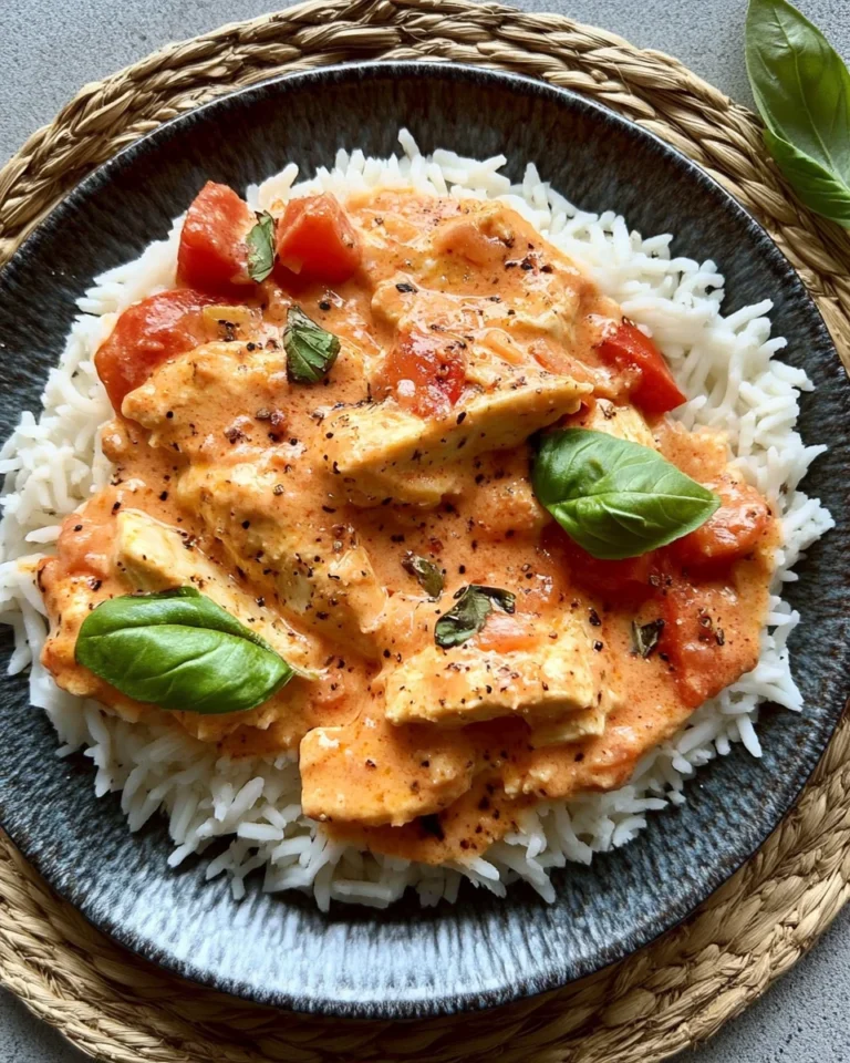Hähnchen mit Reis und Tomatensoße