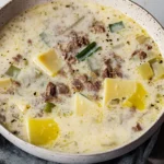 Käse-Lauch-Suppe mit Hackfleisch