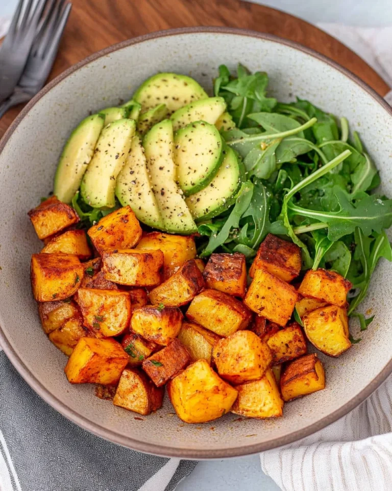 Knusprige Ofenkartoffeln mit Salat (einfaches Bowl Rezept)