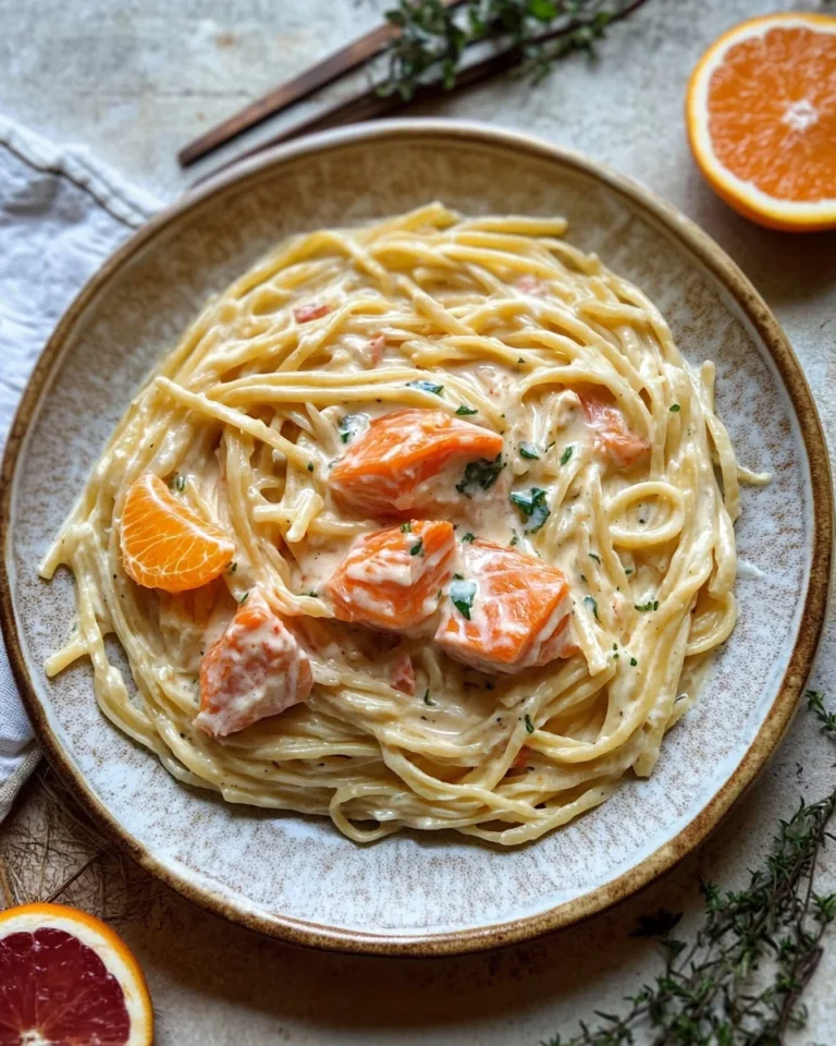 Orangen Lachs Pasta