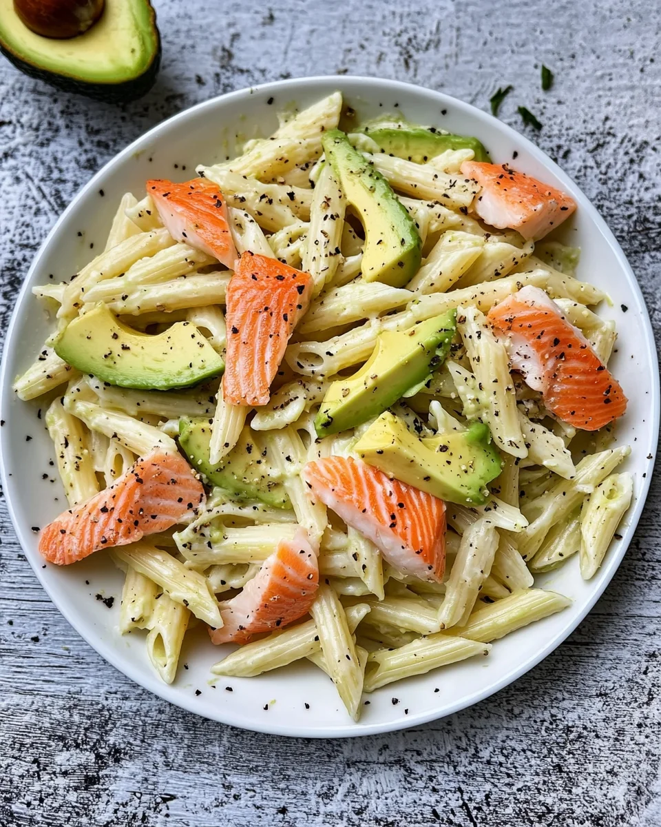 Pasta mit Lachs und Avocado