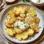 Quetschkartoffeln mit Parmesan und Kräuterquark