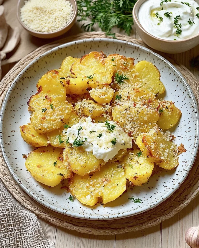 Quetschkartoffeln mit Parmesan und Kräuterquark