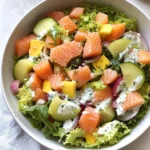 Salat mit Lachs & Honig Senf Dressing