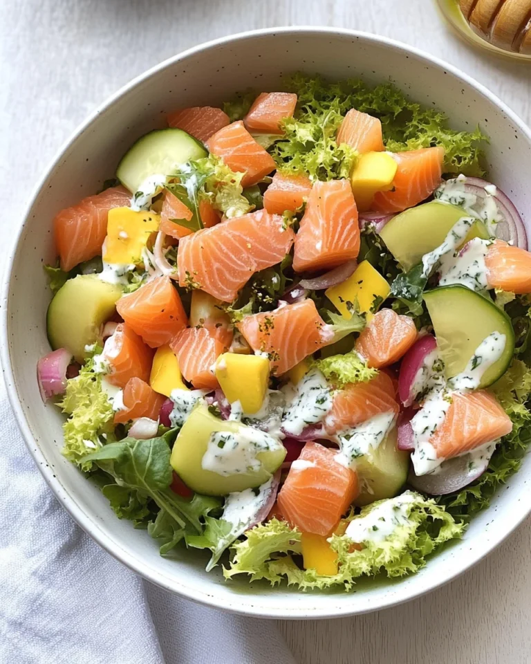 Salat mit Lachs & Honig Senf Dressing