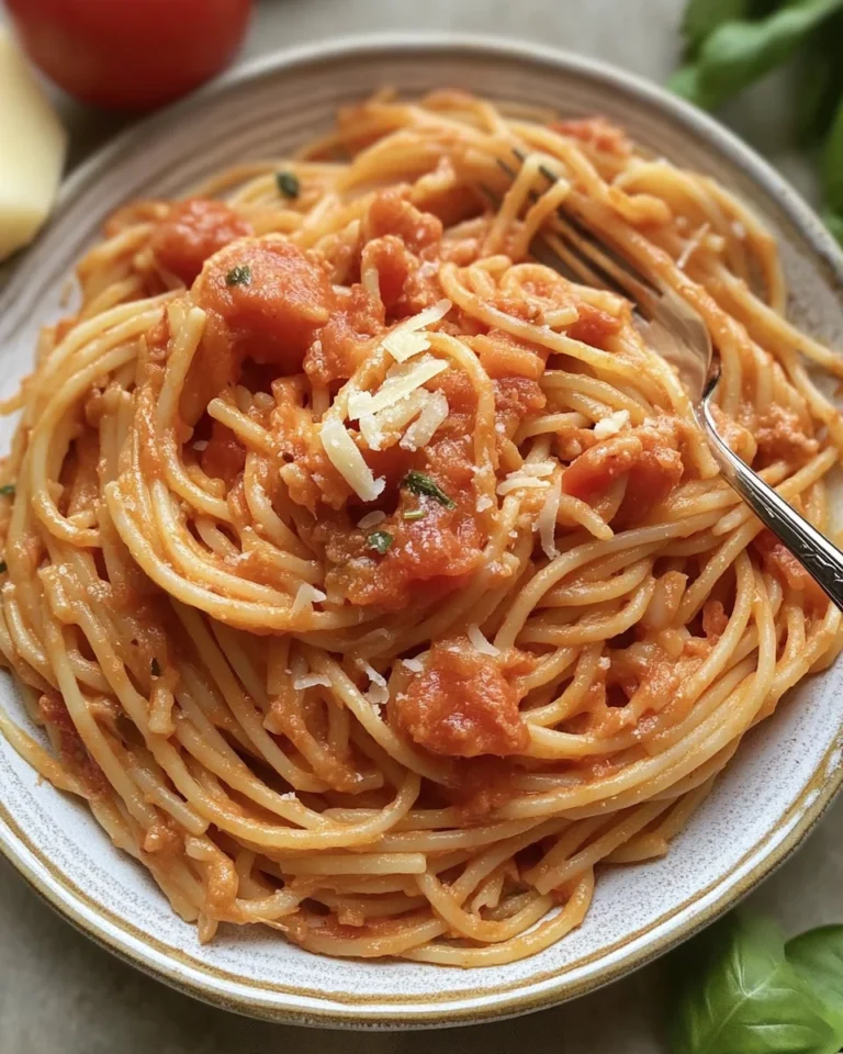 Spaghetti mit Tomaten Sahne Soße und Garnelen