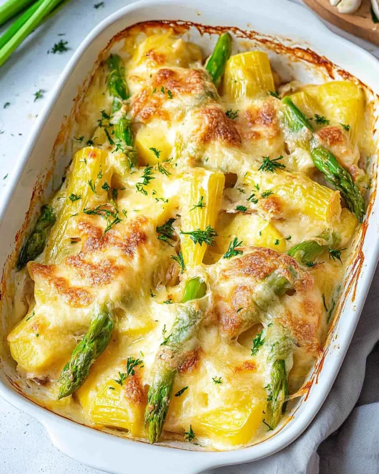 Spargelauflauf mit HähnchenHähnchenHähnchenHähnchenschinken und Kartoffeln